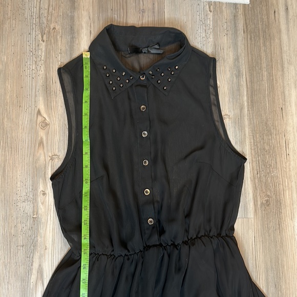 GUC All Kris Black Sheer High Low Mini Studded Sleeveless Dress, M - Picture 10 of 14